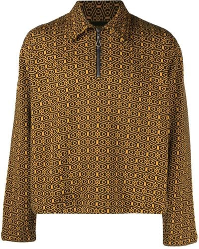 Bode Crescent-jacquard Polo Shirt - Brown