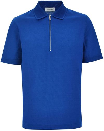 Ferragamo Poloshirt Met Logoprint - Blauw