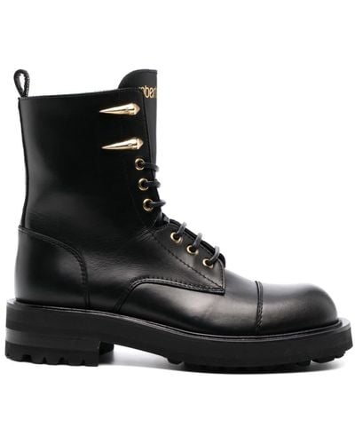 Roberto Cavalli Logo-print Leather Boots - Black