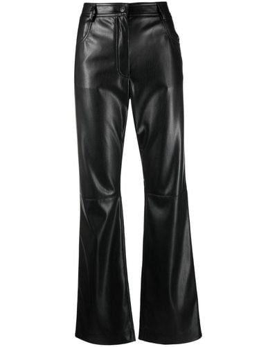MSGM Pantalon en cuir artificiel à coupe droite - Noir