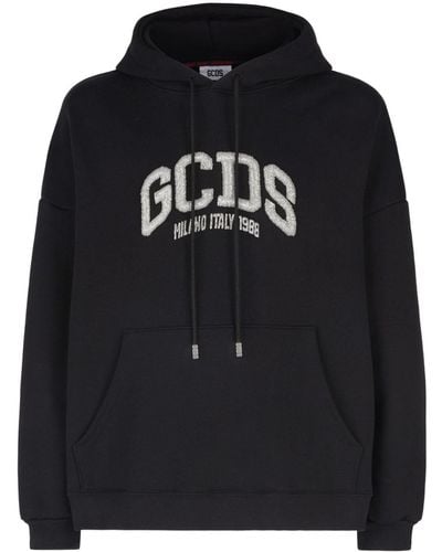 Gcds Logo-embellished Cotton Hoodie - Black