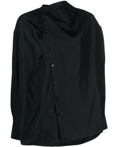 Lemaire Silk Blouse With Soft Collar - Black