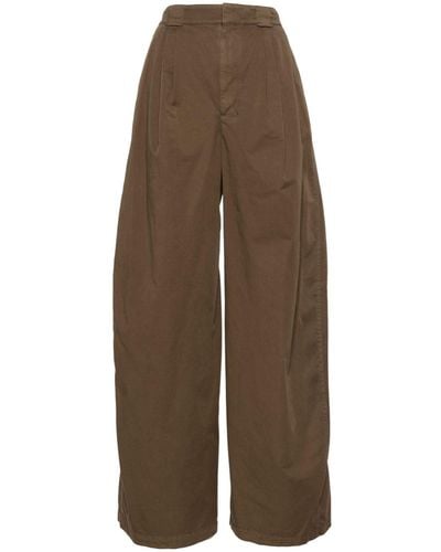 Lemaire Wide-leg Cotton Trousers - Brown