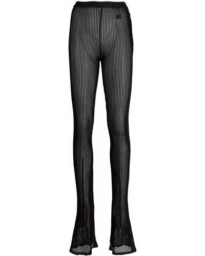 Courreges Sheer Embroidered-logo Trousers - Black