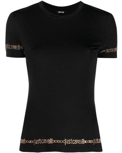Just Cavalli Camiseta con logo estampado y cuello redondo - Negro
