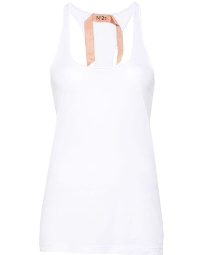 N°21 Logo-appliqué Cotton Tank Top - White