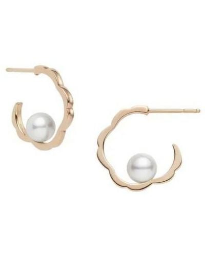 Mikimoto 18kt Rose Gold Pearl Hoop Earrings - Natural
