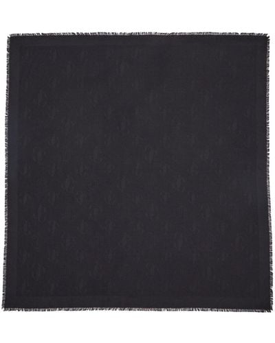 Jimmy Choo Emani Monogram-jacquard Silk-blend Scarf - Black
