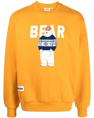 Chocoolate Bear-print Sweatshirt - Orange