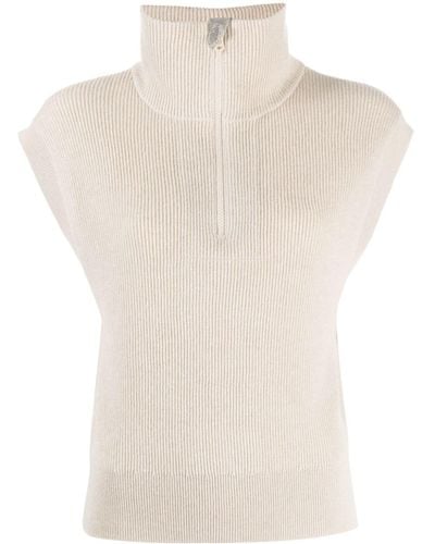Brunello Cucinelli Lurex-detailing Sleeveless Knitted Top - White