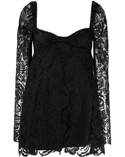 WANDERING Lace Babydoll Dress - Black