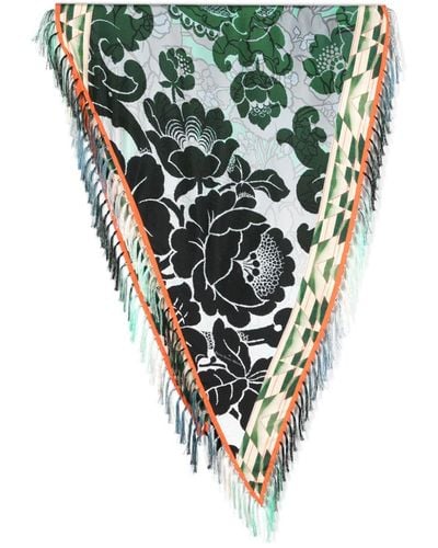 Pierre Louis Mascia Aloe Floral-print Silk Scarf - Green