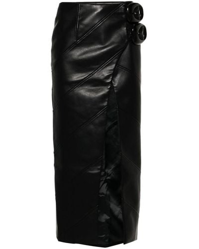 Aleksandre Akhalkatsishvili Buckle-fastening Faux-leather Wrap Skirt - Black