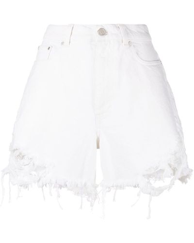 Stella McCartney Shorts denim con effetto vissuto - Bianco