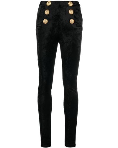 Balmain Pantalon skinny en velours - Noir