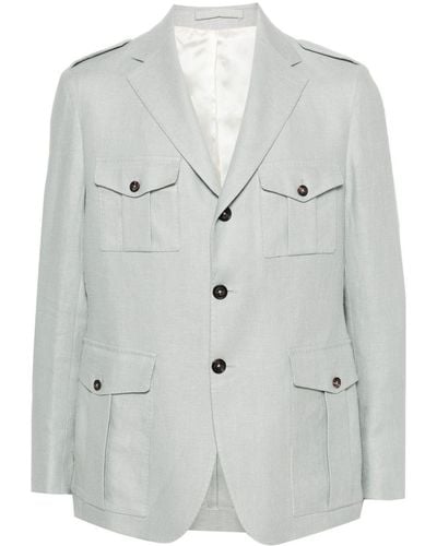Eleventy Interlock-twill Linen Jacket - Grey