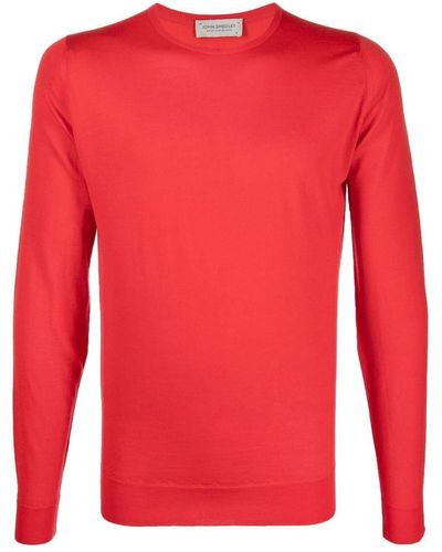 John Smedley Fine-knit Ribbed-trim Sweater - Red