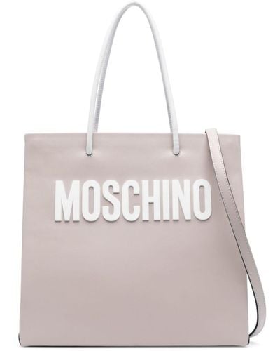Moschino Raised Logo Tote Bag - Natural