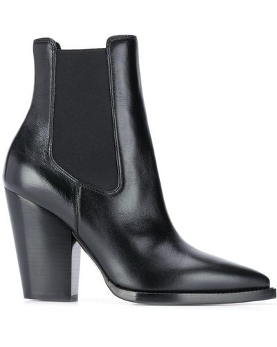 Saint Laurent Theo Leather Ankle Boots - Black