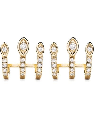 Sydney Evan 14kt Gold Eye Triple Bar Diamond Earrings - Metallic