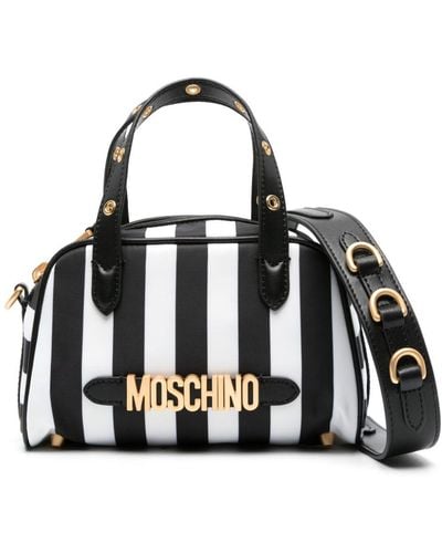 Moschino ロゴ ストライプ ハンドバッグ - ブラック