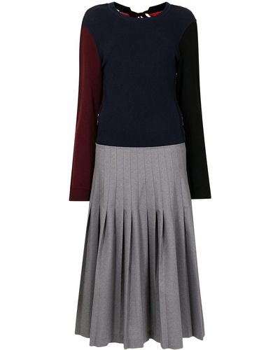 Marni Colour-block Pleated Midi Dress - Multicolour
