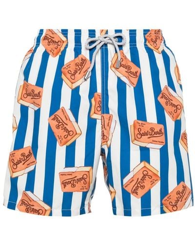 Mc2 Saint Barth Gustavia Graphic-print Swim Shorts - Blue