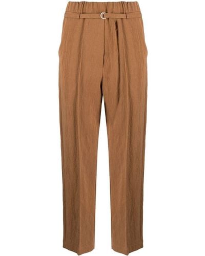 Alysi Belted Cropped Pants - Brown
