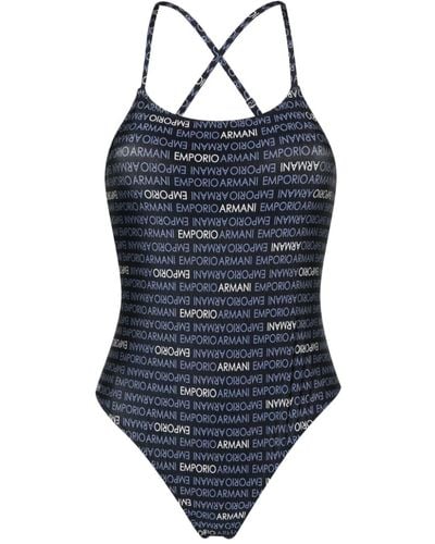 Emporio Armani Logo-print Swimsuit - Blue