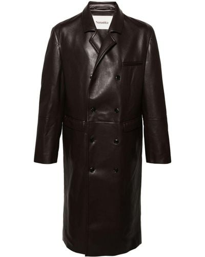 Nanushka Manteau croisé en cuir artificiel - Noir