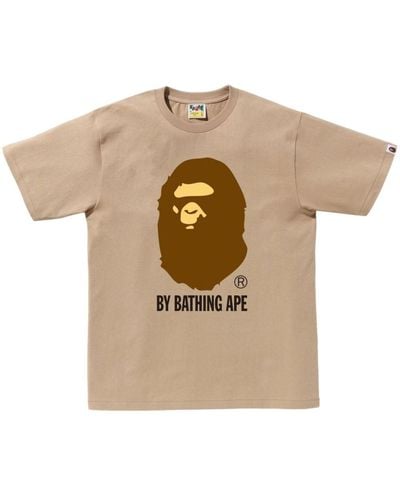 A Bathing Ape T-Shirt mit Logo-Print - Natur