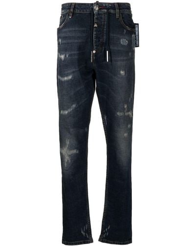 Philipp Plein Vaqueros slim de talle bajo - Azul