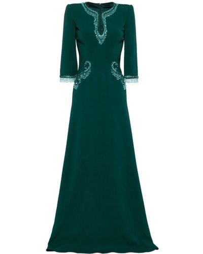 Jenny Packham Viva Bead-embellished Maxi Dress - Green