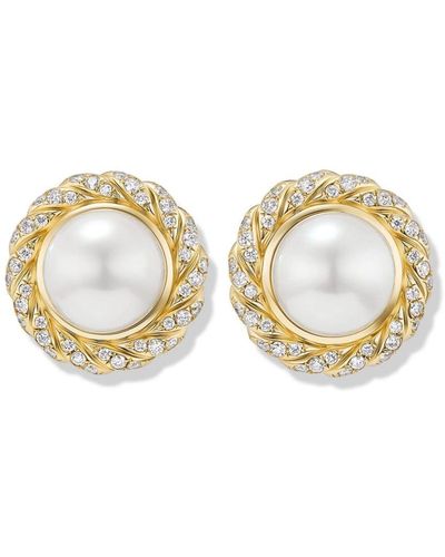 David Yurman 18kt Yellow Gold Classics Pearl And Diamond Earrings - Metallic