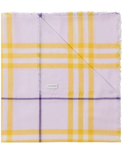 Burberry Checked Wool Scarf - Purple