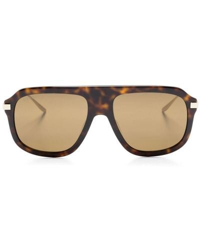 Gucci Tortoiseshell-effect Pilot-frame Sunglasses - Natural