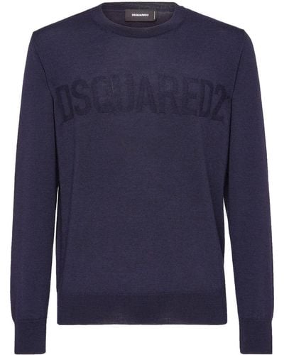 DSquared² Logo-print Crew-neck Sweater - Blue