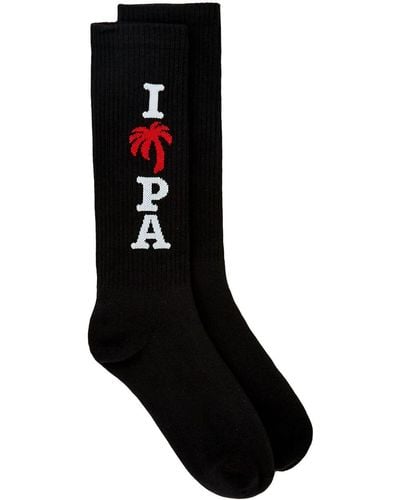 Palm Angels Chaussettes I Love PA en maille intarsia - Noir