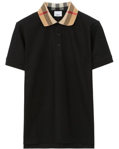 Burberry チェックカラー ポロシャツ - ブラック