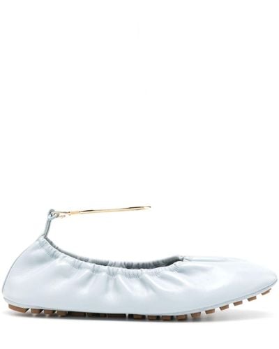Fendi Filo Leather Ballerina Shoes - White