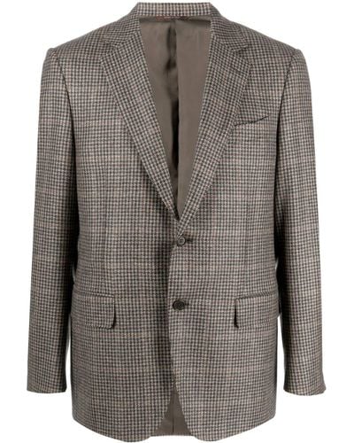 Canali Houndstooth Single-breasted Wool Blazer - Grey