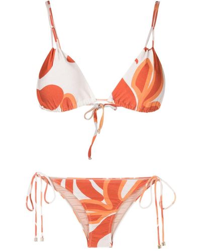Adriana Degreas Swirl-print Triangle Bikini - Red