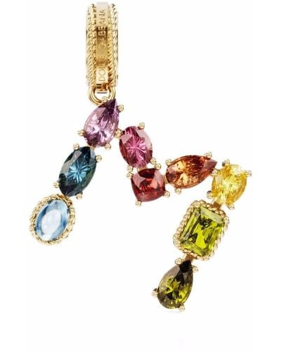 Dolce & Gabbana Rainbow Alphabet M 18kt Yellow Gold Multi-stone Pendant - Metallic