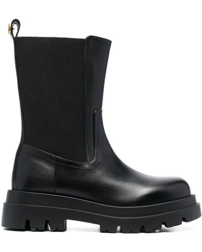 Twin Set Ridged-sole Leather Boots - Black