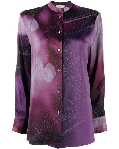 Agnona Bucolic-print Overshirt - Purple