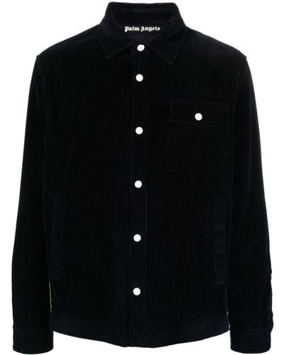 Palm Angels Crochet-stripe Corduroy Shirt Jacket - Black
