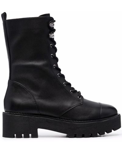 MICHAEL Michael Kors Bryce Leather Platform Combat Boots - Black