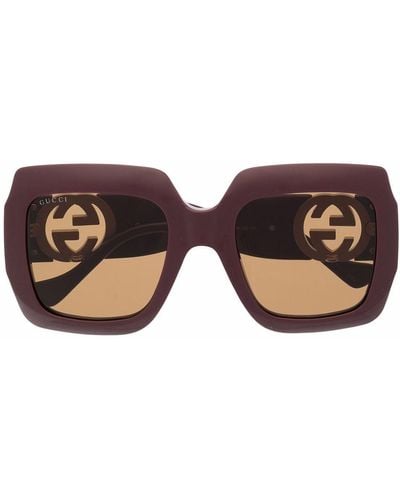 Gucci Sonnenbrille mit eckigem Gestell - Lila