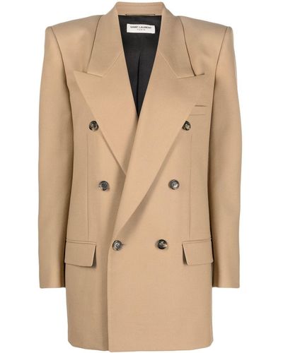 Saint Laurent Double-breasted Blazer - Natural