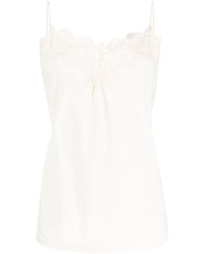 Zimmermann Lace-trim Ruched Tank Top - White